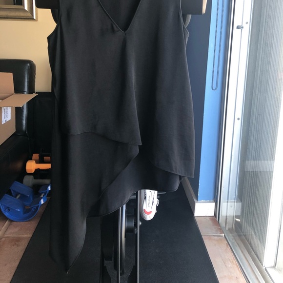 SOLD! BCBG MAXAZRIA BLACK CYPRIAN ASYMMETRICAL TOP - Picture 2 of 5